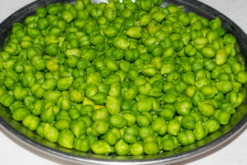 close up of Cicer Arietinum green Gram plant seeds.