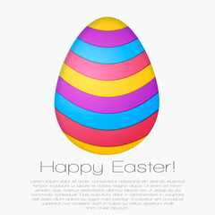 Happy Easter card. Egg with texture in paper art style.  Vector isolated illustration