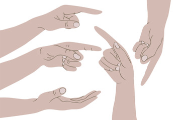 Sketched Hand Gestures. Vector Illustration.