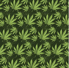 Cannabis leaf on green background. ESP pattern