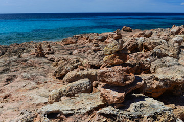 Ragged coast of Mallorca at Cap de Ses Salines