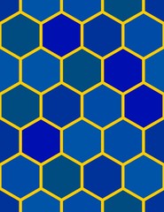 Obraz premium Abstract seamless pattern with different colored blue hexagons. Vector drawing.
