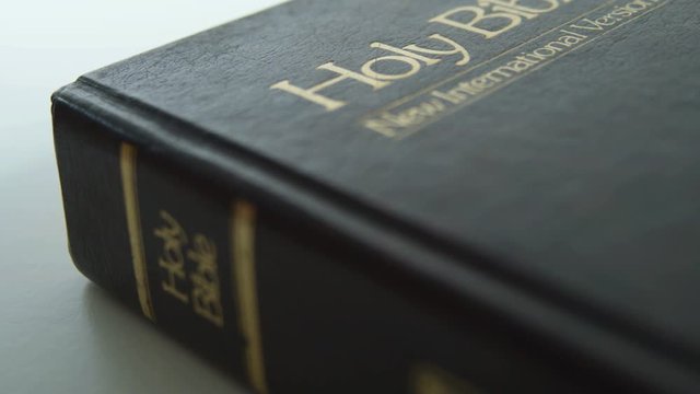 Old holy bible book zoom in.