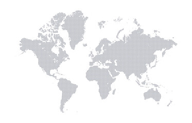 Fototapeta na wymiar Dotted abstract world map. Accurate world map with dots inside.