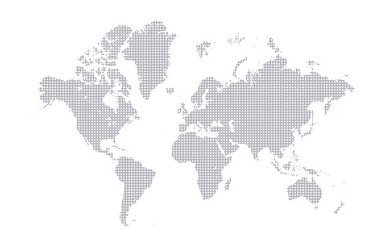 Dotted abstract world map. Accurate world map with dots inside.