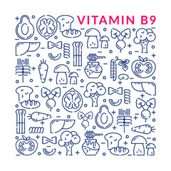 Vitamin B9, which is found in foods.