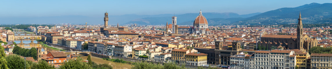 Fototapeta na wymiar Sunny day time aerial panorama of old city of Florence