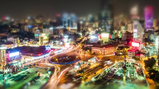 Timelapse Ben Thanh market at night, is located in the center of Ho Chi Minh city, Vietnam in District 1. It is one of the earliest surviving structure in Saigon and an important symbol of the city