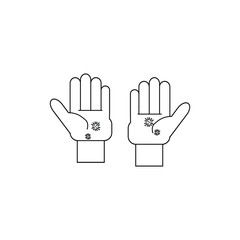 hands with virus on white background