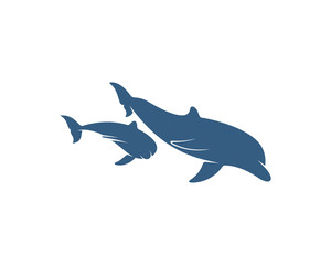 Dolphins logo design vector template. Silhouette of Dolphins design illustration