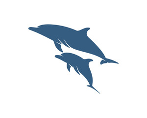 Obraz premium Dolphins logo design vector template. Silhouette of Dolphins design illustration