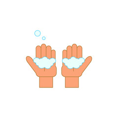 hands washing with soap on white background