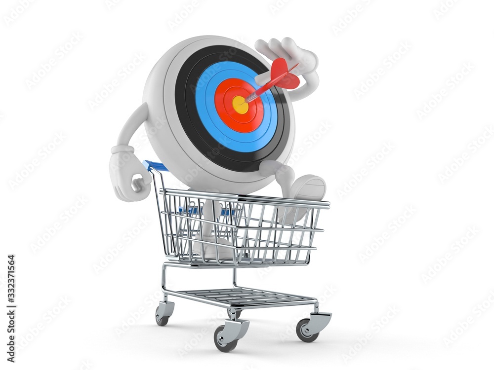 Wall mural bull's eye character inside shopping cart