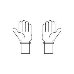 hands with latex gloves on white background