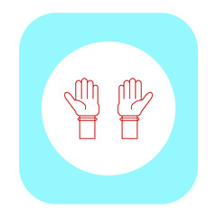 hands with latex gloves on white background