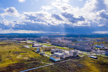 Top view of a modern small town