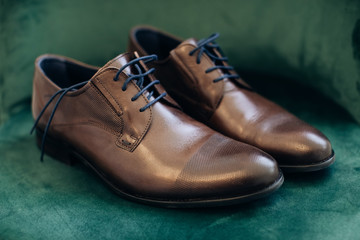  Leather brown shoes for the groom. Wedding clothes
