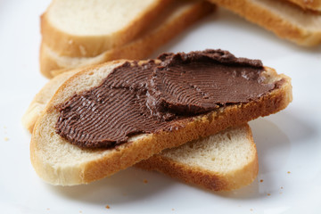 chocolate paste on the toast