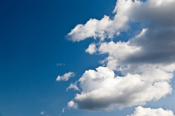 Beautiful volumetric clouds on a sunny day