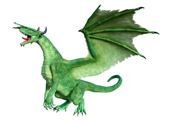 3D Rendering Fairy Tale Dragon on White