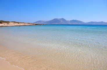 Fototapeta na wymiar turquoise sea landscape of Pori beach Ano Koufonisi island Greece