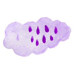 Cloud with rain. Weather backdrop. Watercolor climate, brush, wrapping