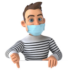 3D illustration of a cartoon character with a mask