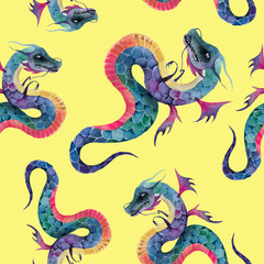 seamless pattern with dragons