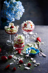 Vegan  berry Eton mess in a  glass