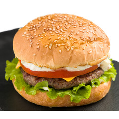  burger on a white background for a restaurant site