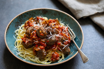 Pasta with meatballs and tomato sauce
