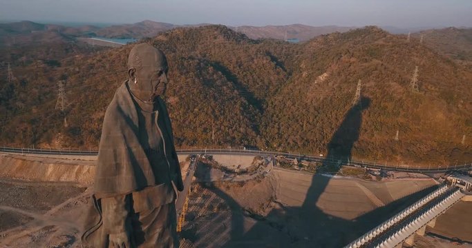 Drone Shot of the Statue of Unity, Gujarat, India