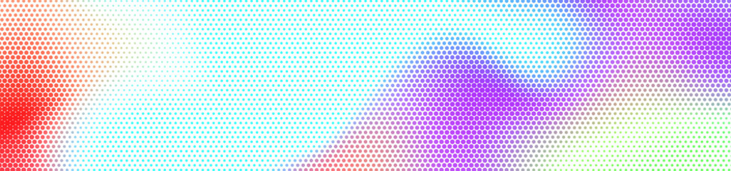 Abstract panoramic colorful halftone wide background. Panorama, Modern gradient Multicolor Backdrop with dots. Dotted soft lines pattern. Vector illustration.