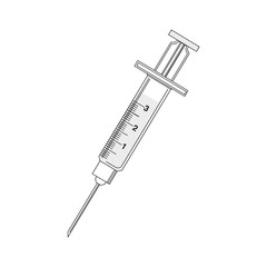 Realistic medical syringe isolated on white background