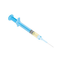 Realistic medical syringe isolated on white background
