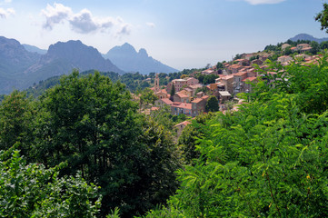 Fototapeta na wymiar Evisa village in the south of Corsica island