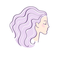 Beautiful girl with curly hair vector illustration.