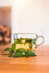 Preparation of mint tea. Mint tea for strong immunity. Tea from fresh mint. 