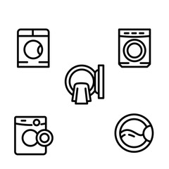 set of washing machine vector icon isolated on white background. line icon