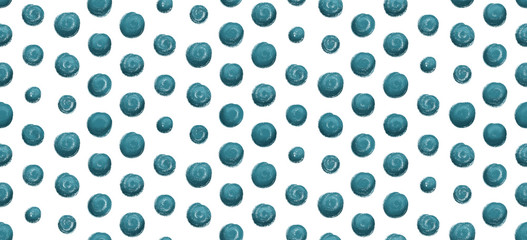 Blue geometric circle gouache seamless pattern
