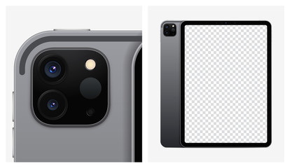 Fototapeta premium Mock-up tablet black color with blank screen for your design. Realistic vector illustration EPS10