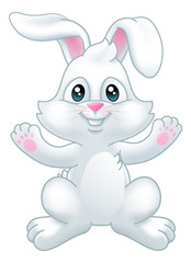 Fototapeta na wymiar Cute Easter bunny rabbit cartoon character waving with their paws
