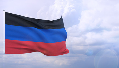 Waving flags of the world - flag of Donetsk People's Republic. 3D illustration.