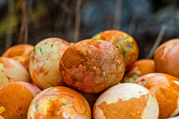 Close-up of colored Easter eggs