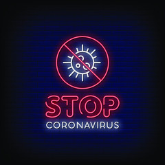 Corona Virus Neon Signs Style Text Vector