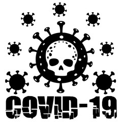 coronavirus sign with skull, t-shirt design