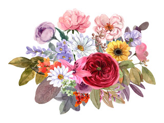  Bouquet painted in watercolor for design work