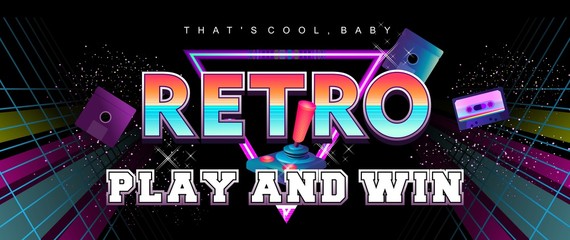 futuristic retro digital banner 80s style