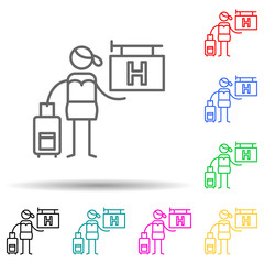 Holiday, woman, hotel multi color set icon. Simple thin line, outline of travel icons for ui and ux, website or mobile application