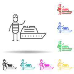 Ship, traveller multi color set icon. Simple thin line, outline of travel icons for ui and ux, website or mobile application